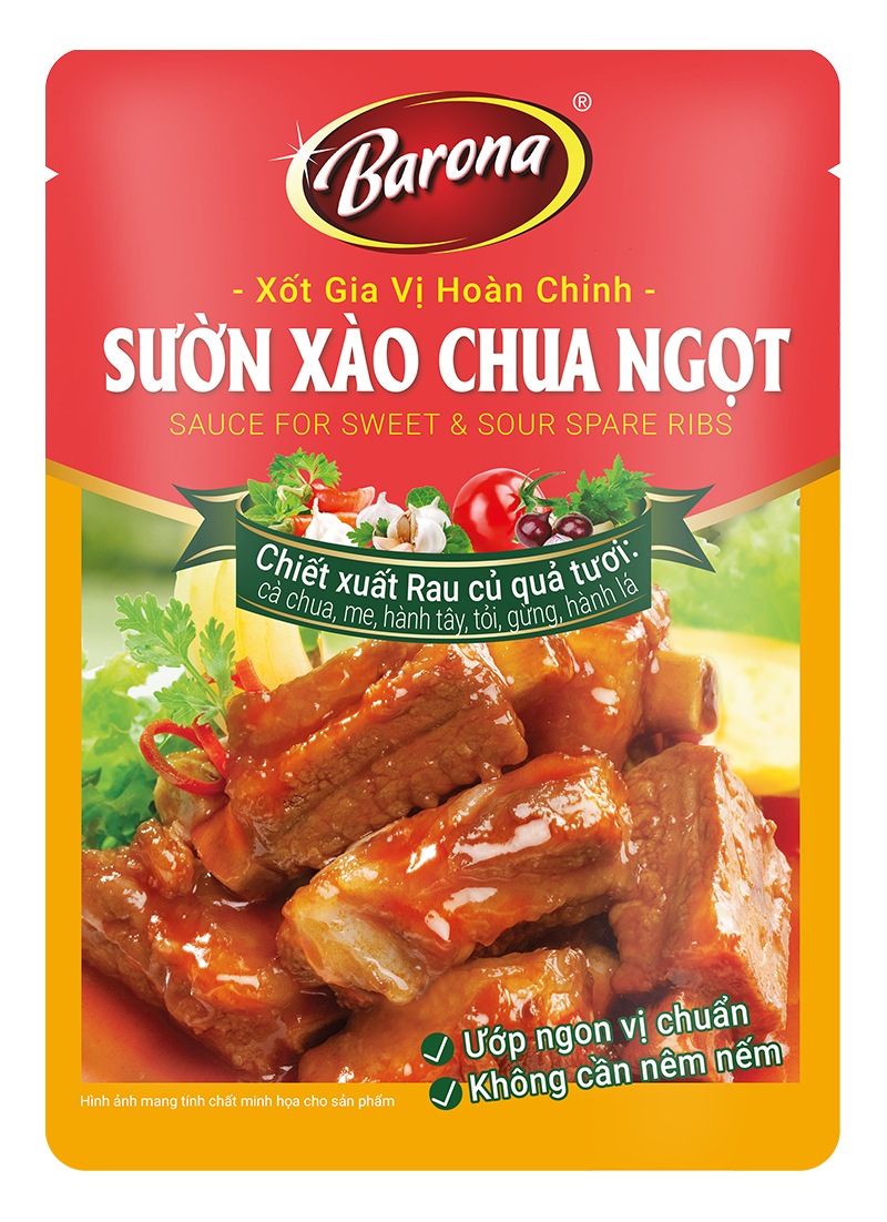 Xốt Gia Vị Hoàn Chỉnh Barona - Sườn Xào Chua Ngọt