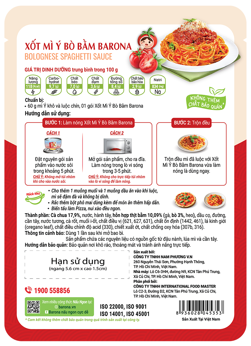 Xốt Mì Ý Bò Bằm Barona