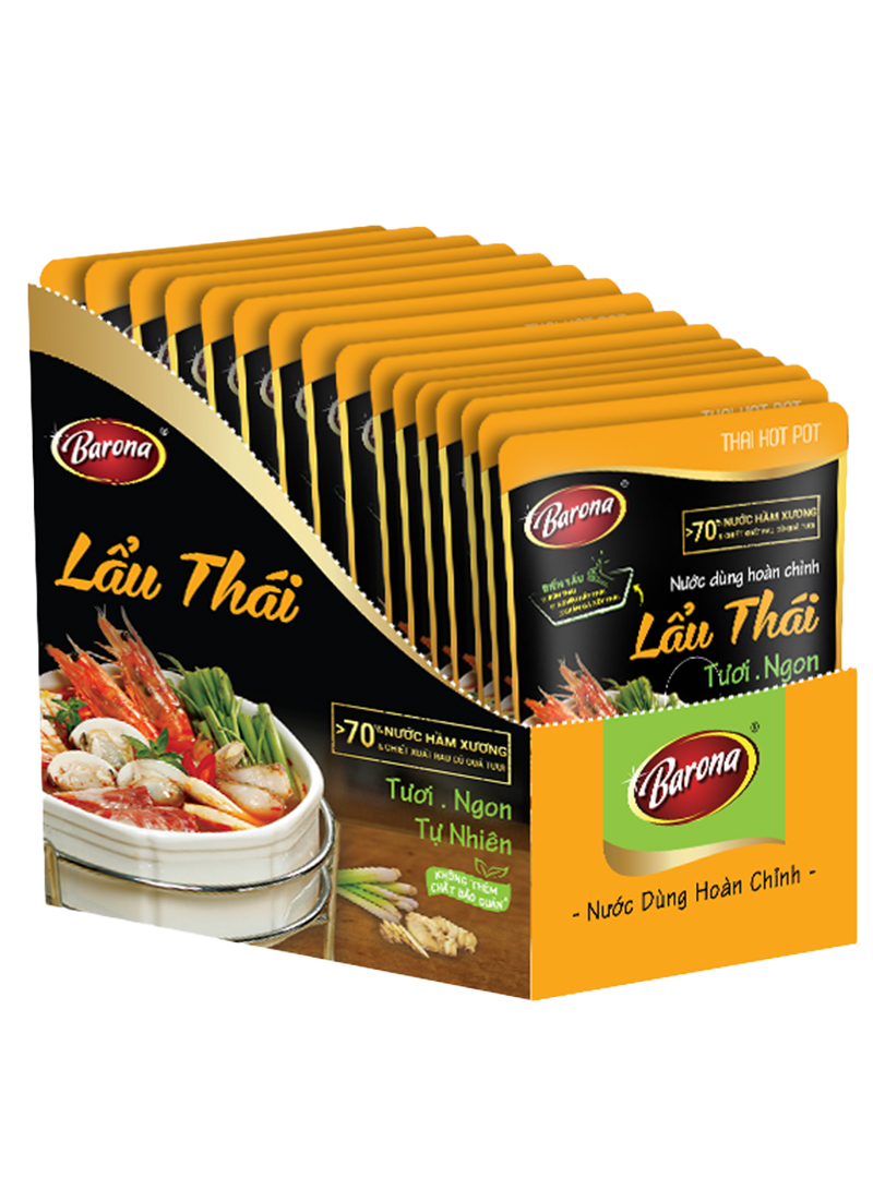 Hộp 10 gói Nước dùng hoàn chỉnh Barona - Lẩu Thái