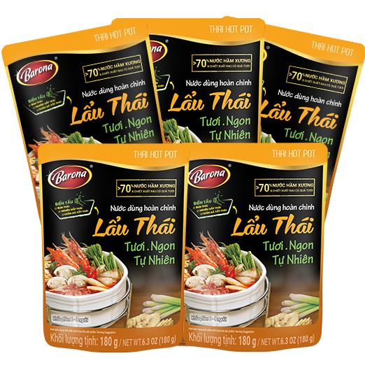Combo 5 Gói Nước dùng hoàn chỉnh Barona - Lẩu Thái